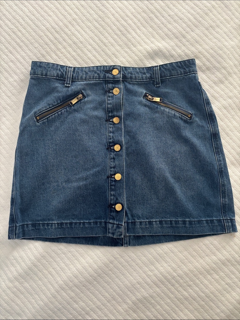 Michael Kors Denim Button-Front Mini Skirt